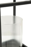 Lanterna Simply Open Ø18x31 cm in Metallo e Vetro Nero      