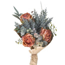 Set 2 Bouquet Artificiale Romantico con Rose Altezza 30 cm Arancio