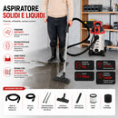 Aspiratore Solidi e Liquidi da 30 L 1200 W con Filtro HEPA e Soffiante in Acciaio Argento e Rosso      
