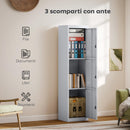 Armadio per Ufficio 45x38x180 cm a 3 Porte Indipendenti con Serratura e 2 Chiavi in Acciaio Grigio Chiaro      