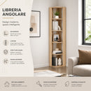 Libreria Angolare 34x34x161 cm Scaffale Salvaspazio 5 Ripiani in Legno Quercia      