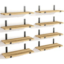 Set 8 Mensole da Parete 40x15x1,5 cm Staffe Nero Scaffalatura da Muro in Legno Rovere      