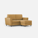 Divano 2 Posti con Pouf 172x145x85 cm Yasel in Tessuto Ocra
