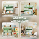 Scaffale Portagiochi 63x30x66 cm a 3 Livelli 6 Cesti in Tessuto Non Tessuto Verde      