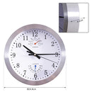 Orologio da Parete Movimento Silenzioso con Termometro e Barometro Argento Ø24.8x4.2 cm 