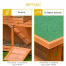 Conigliera da Esterno 122x48x100 cm con Casetta e Recinto a 2 Piani in Legno   