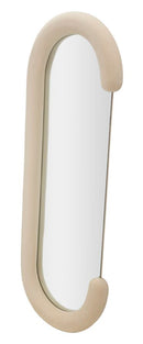 Specchio da Muro Chantal Velluto Crema 60x7x160 cm in MDF e Poliestere e Specchio Crema      