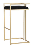 Sgabello Bar Obix 42x42x81 cm in Ferro e MDF e Spugna e Poliestere Oro e Nero