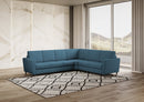 Divano Angolare 6 Posti 288x248x85 cm Yasel in Tessuto Avio
