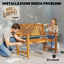 Panchina da Giardino 2 Persone 112x64x92 cm Seduta e Schienale a Doghe in Legno Acacia FSC Naturale      