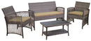 Set Salotto da Giardino Divano 2 Poltrone e Tavolino in Polyrattan Durango Marrone