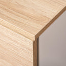 Tavolino Basso con 2 Cassetti 110x60x45 cm in MDF e Metallo Bianco e Rovere