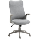 Sedia Poltrona Direzionale da Ufficio 61x64,5x104-112 cm in Tessuto Effetto Lino Grigia
