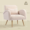 Poltrona per Salotto Moderna 77x77x83 cm con Cuscino Lombare Sfoderabile in Tessuto Teddy Beige   