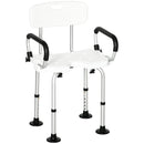 Sedia per Doccia con Braccioli 54x52x70-82 cm in Lega di Alluminio e HDPE Bianco