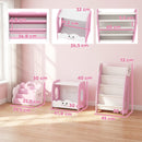 Mobile per Bambini 85,5x32x72 cm con Portariviste Libreria a 3 Livelli e Comodino in Legno Rosa e Bianco      