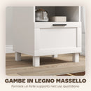 Comodino Moderno 45x38x50 cm con Cassetto e Ripiano in Legno Bianco e color Legno      