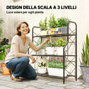 Portapiante a 3 Livelli 69x28,5x78 cm per Interni ed Esterni in Metallo Nero      