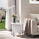 Comodino con Armadietto e Mensola 40x40x45 cm in Legno e Metallo Bianco