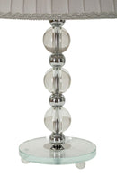 Lampada da Tavolo Tolly Ø30x48 cm in Metallo e Vetro e Tessuto Argento      