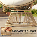 Poltrona Papasan Girevole 360° Moon Chair con Cuscino in Rattan PE e Cotone PP Bianco Crema      