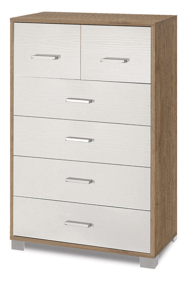 Cassettiera 4+2 Cassetti 70x112x41 cm Noce Stelvio/Bianco Fiammato acquista