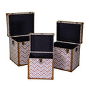 Set 3 Baule in Similpelle marroncino quadro 