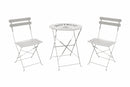 Set da Giardino Pieghevole in Ferro con Tavolo e 2 Sedie Soriani Bistrot Bianco
