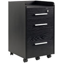 Cassettiera Portadocumenti 39,2x40x65,4 cm Cassetti con Chiavi di Sicurezza e 5 Ruote in MDF Nero  