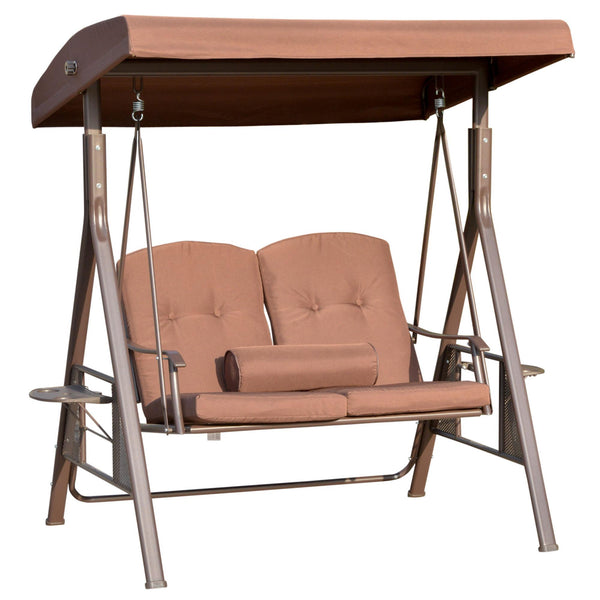 prezzo Dondolo 2 Posti da Giardino 157x118x180 in Acciaio e Poliestere Marrone