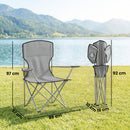 Set 2 Sedie da Campeggio 88x57x97 cm con Schienale Alto in Metallo e Tessuto Oxford Grigio      