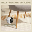 Poltrona per Salotto Moderna 71x74x97,5 cm con Schienale Alto in Tessuto Sherpa Grigio  
