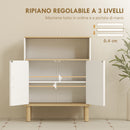 Mobile Bagno Autoportante Canettato 60x29,5x76,5 cm con Ripiano Regolabile Bianco e Legno di Pino Naturale      