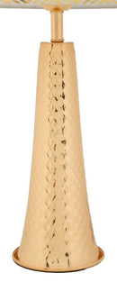 Lampada da Tavolo Tower Oro Ø30x54 cm in Ferro e Tessuto Oro e Bianco      