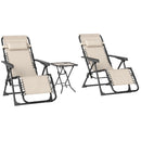 Set 2 Sedie Sdraio a Gravità Zero Pieghevoli e Tavolino Beige    