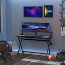 Scrivania da Ufficio Porta PC con Piano Rialzato in MDF 140x60x90 cm  Nero