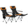 Set 2 Sedie da Campeggio 82x50-100x88 cm Pieghevoli con Poggiapiedi e Portabicchieri in Tessuto Oxford Nero e Arancione