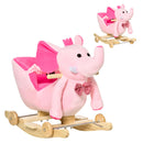 Cavallo a Dondolo per Bambini in Legno e Peluche Elefante Rosa    