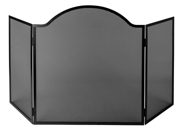 sconto Parascintille per Stufa a 3 Ante 39+80+39x90 cm in Ferro Verniciato Grigio Martellato