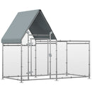 Pollaio Gabbia per Galline da Esterno 200x105x172 cm con Telo di Protezione in Oxford Argento