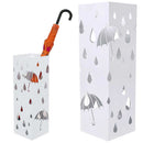 Portaombrelli in Metallo Design Quadrato Stand Bianco Vaschetta Salvagoccia