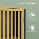 Mobiletto Bagno a Doghe con 2 Ripiani Aperti e 2 Armadietti 32x30x172 cm in MDF e Bambù Nero e Color Legno