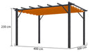 Pergola da Giardino 4x3x2,3 m in Alluminio Grigio Antracite con Telo di Copertura 140g/mq Ruggine