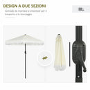 Ombrellone da Giardino 2.3x2.2m Inclinabile con Palo Centrale e Manovella Crema