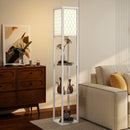 Lampada da Terra 2 in 1 Moderna 26x26x160 cm con 3 Ripiani Attacco E27 in MDF Bianco      