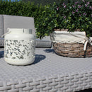 Set Salotto da Giardino Divano 2 Poltrone e Tavolino con Cuscini in Plastica Grigio