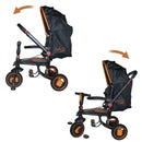 Triciclo Passeggino Seggiolino Reversibile Sedile in Pelle Nero
