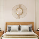 Specchio da Parete Rotondo Ø60 cm con Drappeggio in Metallo e Design Plissettato Oro      