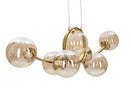 Lampadario Japan 7 Luci 115x36x30 cm in Ferro e Vetro Oro e Bianco      