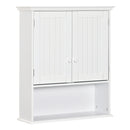 Pensile Mobile Bagno Sospeso con Armadietto a 2 Ante e Ripiano Aperto 60x20x70,5 cm in MDF Bianco 